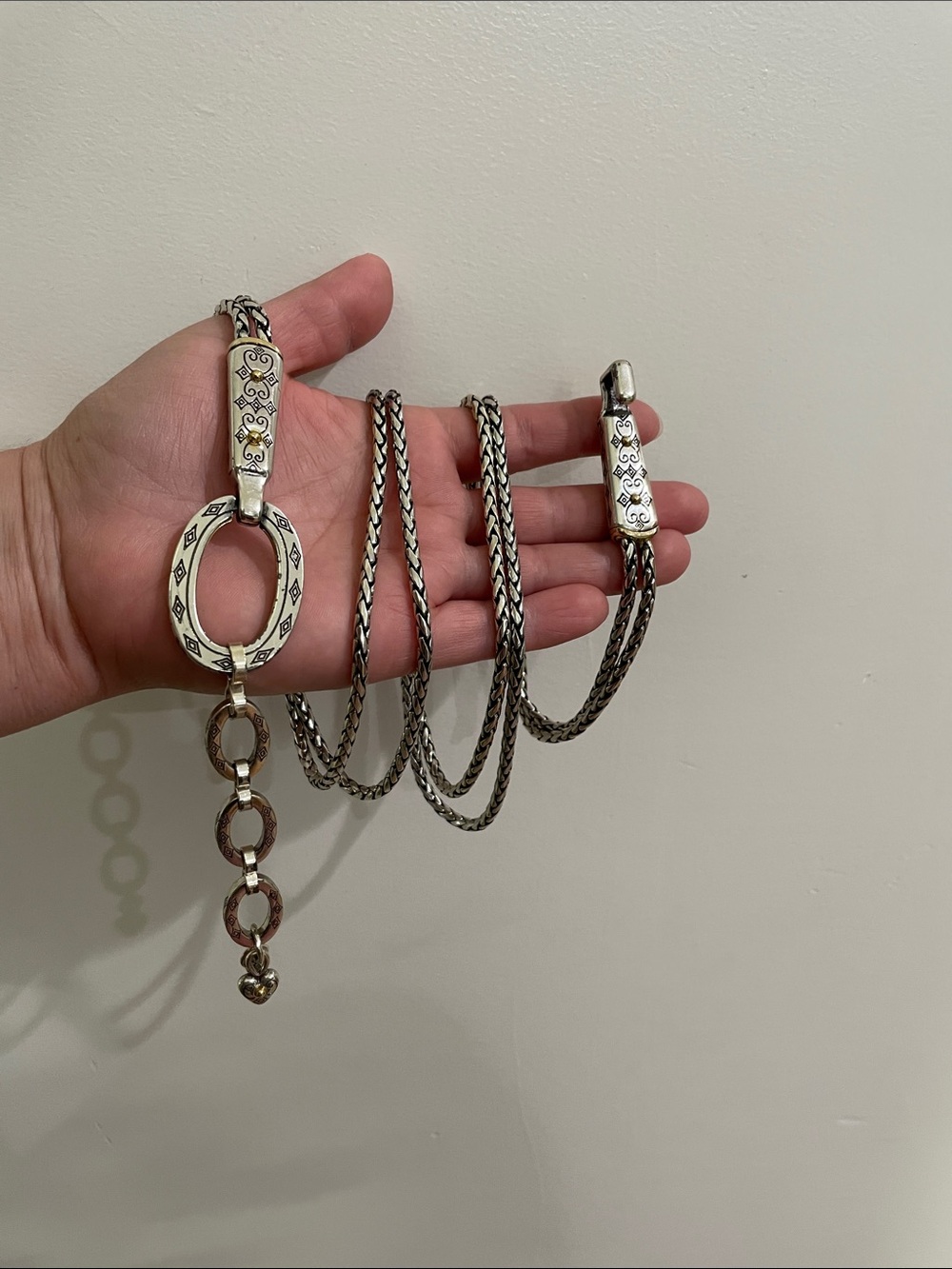 Vintage Brighton Silver-Tone Heart Charm Adjustable Chain Belt